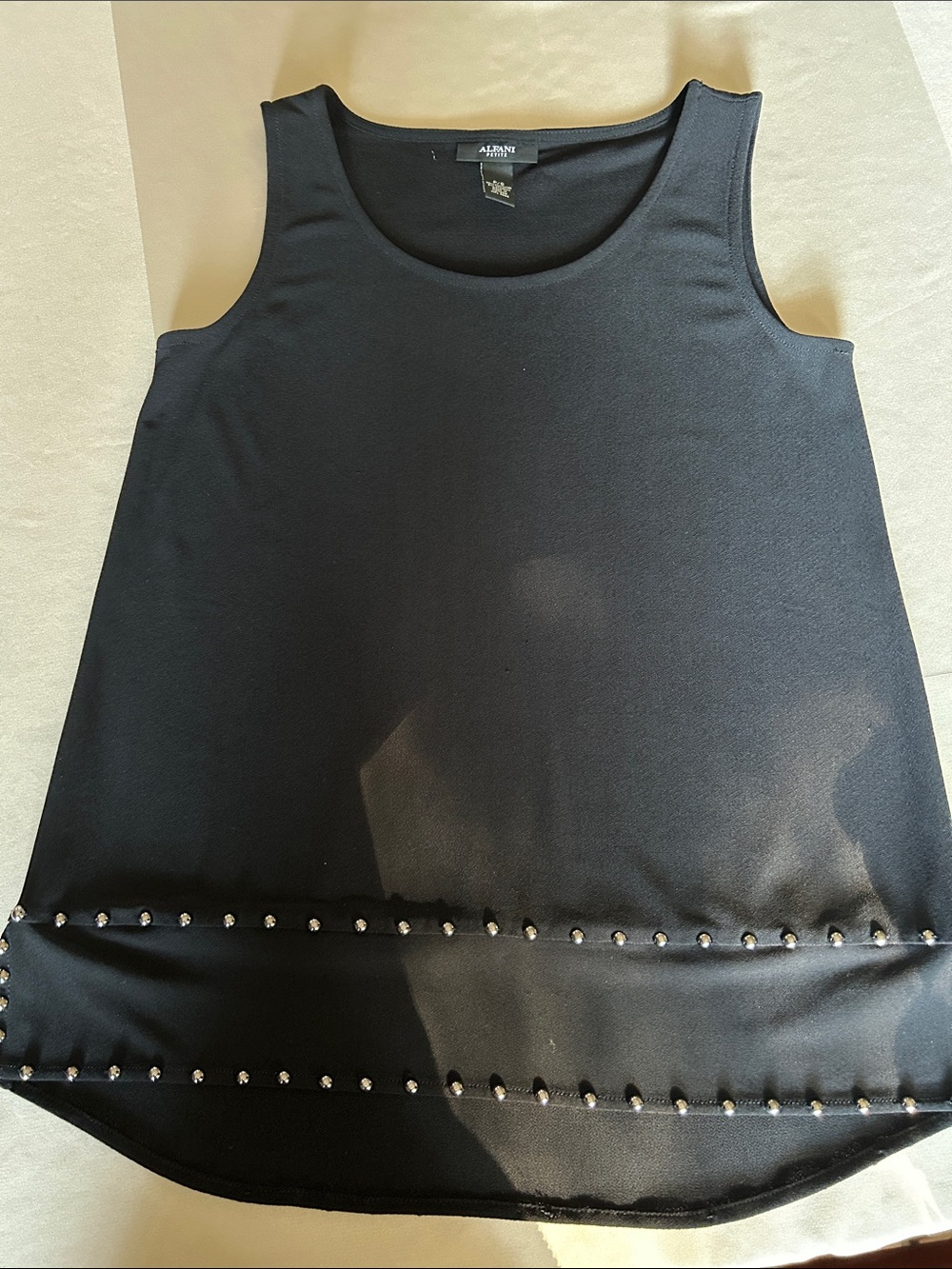 Alfani Black Sleeveless Tank with Stud Trim